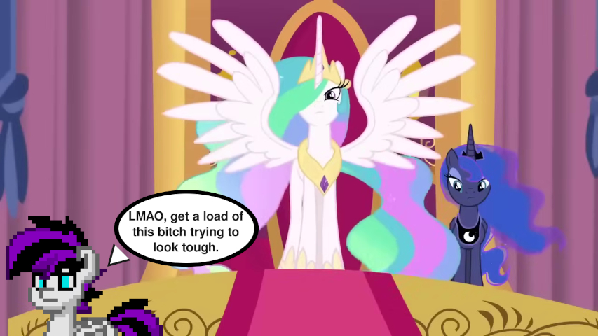 Celestia trying to look intimidating