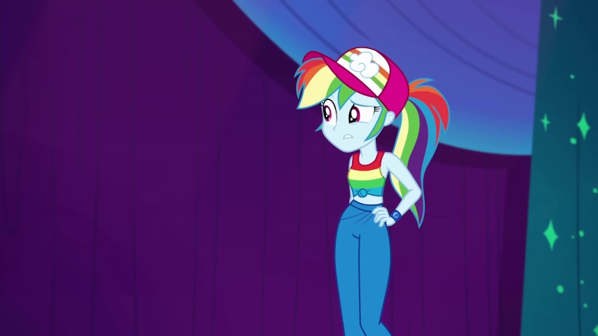 Rainbow Dash standing femininely