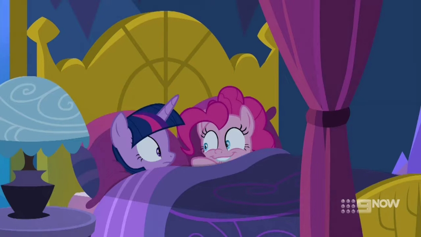 Pinkie in Twilight's bed