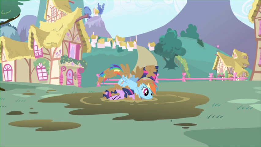 Rainbow Dash and Twilight Sparkle in mud.