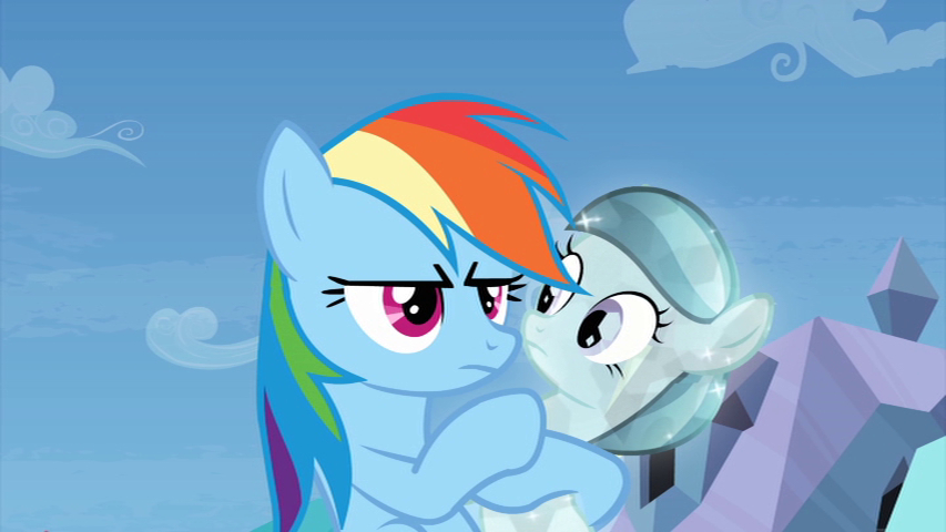 Rainbow Dash abducts a child.