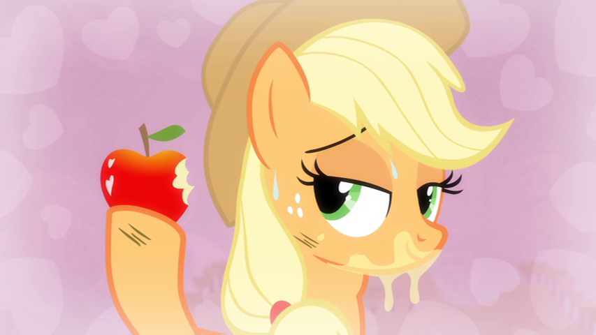 Applejack suggestively biting an apple