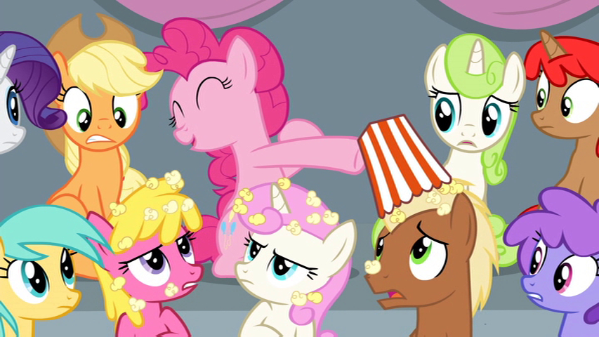 Pinkie turns ponies into popcorn-heads.