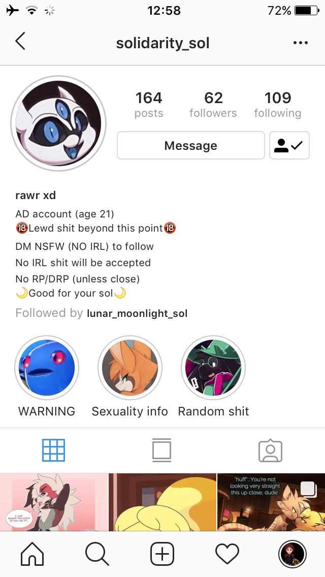 Screenshot of one of Swampy's accounts.